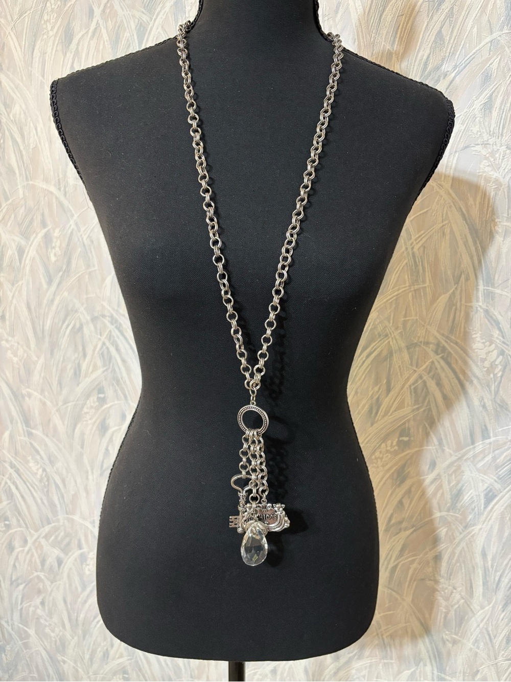 Chico’s Silver-Tone 35 Year Anniversary Collection Charm Toggle Necklace 16”-34”